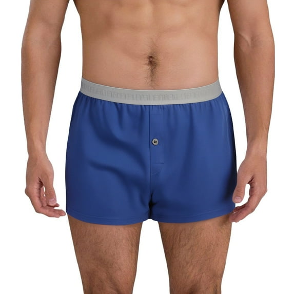 khonts,Men's Boxers Briefs Comfortable Soft Underpants Breathable Boxers Shorts Button Underwear Blue XXXL