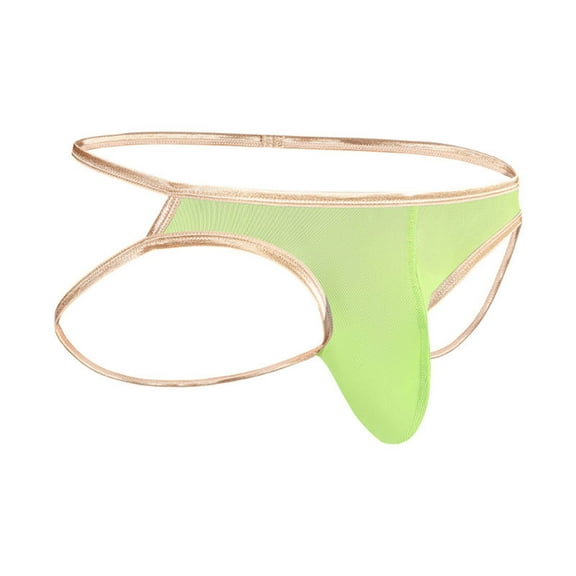 khonts,Men's Breathable Thongs Lightweight Mesh Briefs Thin Comfortable Bikini Underwear Green L