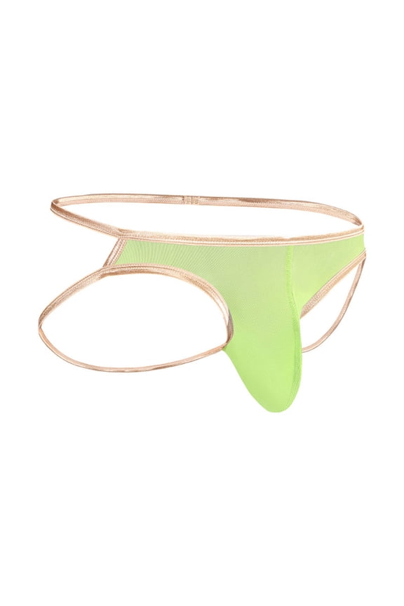 ,Men's Breathable Thongs Lightweight Mesh Briefs Thin Comfortable Bikini Underwear Green L