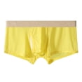 thumbnail image 1 of khonts,Men's Breathable Underpants Sexy Open Front Underwear Boxer Briefs Cut out Bikini Trunks Yellow XL, 1 of 3