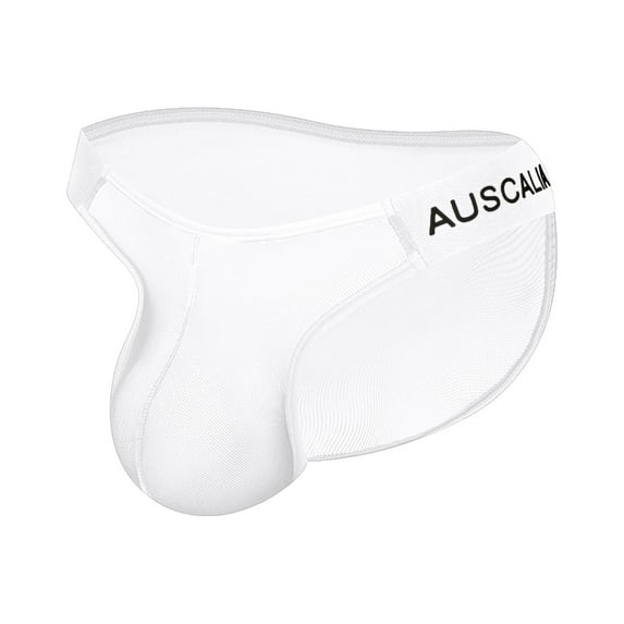 khonts,Men's Brief Sexy Mesh Low Waist Underwear U Convex Pouch Fun Breathable Underpants White M