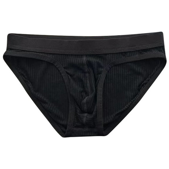 khonts,Men's Briefs Low Waisted Breathable Underwear Simple Threaded Triangle Pants Comfortsoft Stretch Lounge Underpants Black M