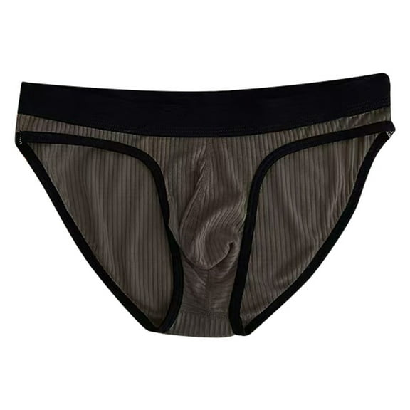 khonts,Men's Briefs Low Waisted Breathable Underwear Simple Threaded Triangle Pants Comfortsoft Stretch Lounge Underpants Coffee L