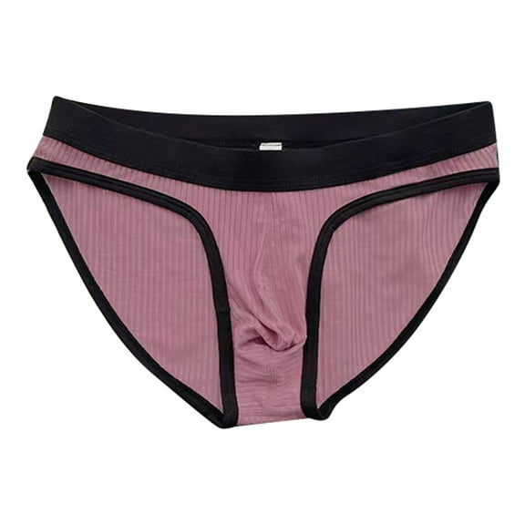 khonts,Men's Briefs Low Waisted Breathable Underwear Simple Threaded Triangle Pants Comfortsoft Stretch Lounge Underpants Pink M