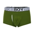 thumbnail image 1 of khonts,Men's Pouch Boxer Brief Letter Printed Side Slit Breathable Underwear Elastic Waistband Soft Underpants Green L, 1 of 6