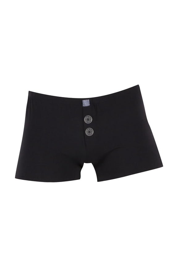 ,Men's Button Boxer Briefs Breathable Stretch Underwear Lounge Comfortable Underpants Black L