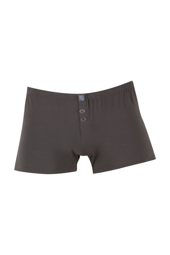 ,Men's Button Boxer Briefs Breathable Stretch Underwear Lounge Comfortable Underpants Grey XL