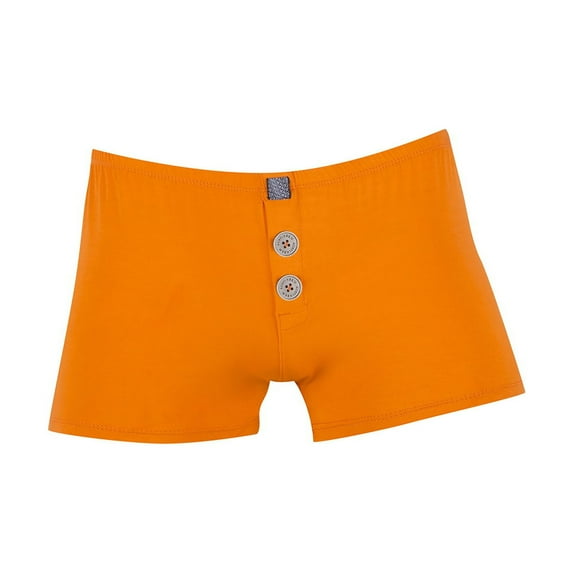 khonts,Men's Button Boxer Briefs Breathable Stretch Underwear Lounge Comfortable Underpants Orange S