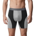 thumbnail image 1 of khonts,Men's Color Blocking Boxer Briefs Sports Elastic Waistband Full Support Pouch Underpants Dry Fit Running Underwear Grey XL, 1 of 6