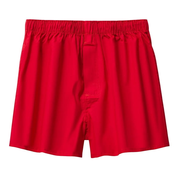 khonts,Men's Comfortable Boxer Briefs Loose Fit Flat Angle Breathable Underwear Elastic Waist Stretch Underpants Red L