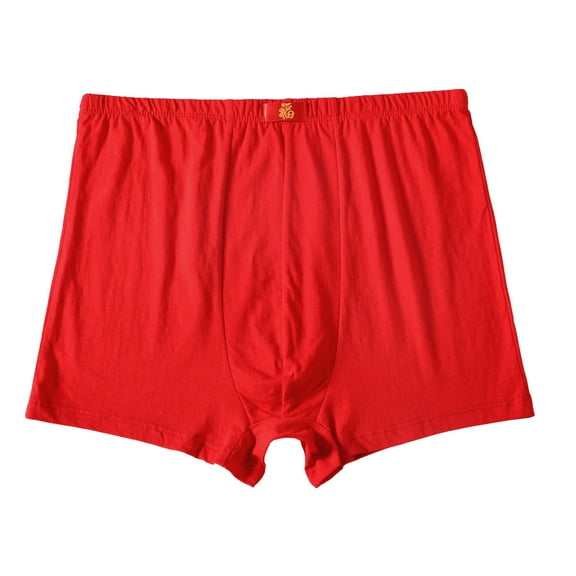 khonts,Men's Cotton Boxer Briefs Breathable Stretch Underwear Moisture Wicking Comfort Soft Boxers Underpants Red XL