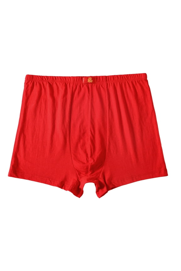 ,Men's Cotton Boxer Briefs Breathable Stretch Underwear Moisture Wicking Comfort Soft Boxers Underpants Red XXXL