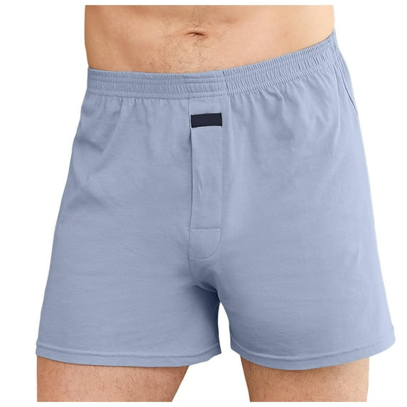 khonts,Men's Cotton Boxer Briefs Soft Underwear Breathable Pajamas Shorts Elastic Waist Comfortable Loose Underpants Light Purple XL