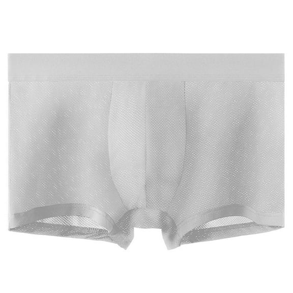 khonts,Men's Fashion Breathable Mesh Boxer Briefs Soft Comfortable Four Corner Briefs Underwear for All Season White XL