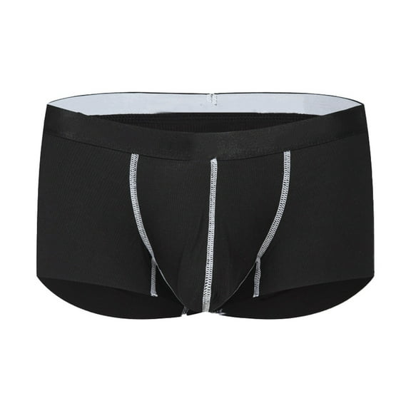 khonts,Men's Fashion Color Blocking Breathable Cotton Boxer Briefs - Stretch Comfortable Ultra-Soft Underwear Shorts Black XL