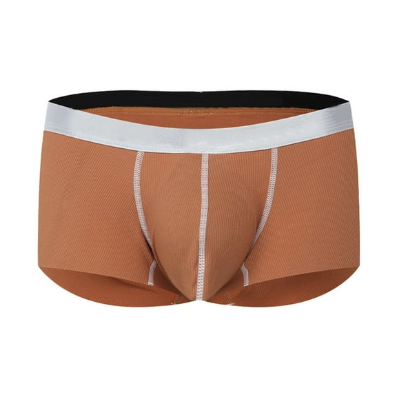 khonts,Men's Fashion Color Blocking Breathable Cotton Boxer Briefs - Stretch Comfortable Ultra-Soft Underwear Shorts Orange M