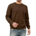 thumbnail image 1 of khonts,Men's Crew Neck Oversized Sweatshirts Solid Color Long Sleeve Basic Pullover Stylish Casual Tops Brown XXL, 1 of 4