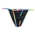 thumbnail image 1 of khonts,Men's Mesh Soft Breathable Low Waist Thong Rainbow Drawstring Sexy Briefs Black L, 1 of 3