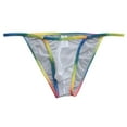 thumbnail image 1 of khonts,Men's Mesh Soft Breathable Low Waist Thong Rainbow Drawstring Sexy Briefs White XL, 1 of 3