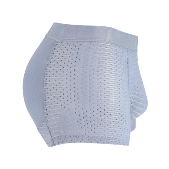 khonts,Men's Hip-Lifting Boxer Briefs Hip Padded Underwear Mesh Boxers Butt Lifter Shapewear Light Blue M