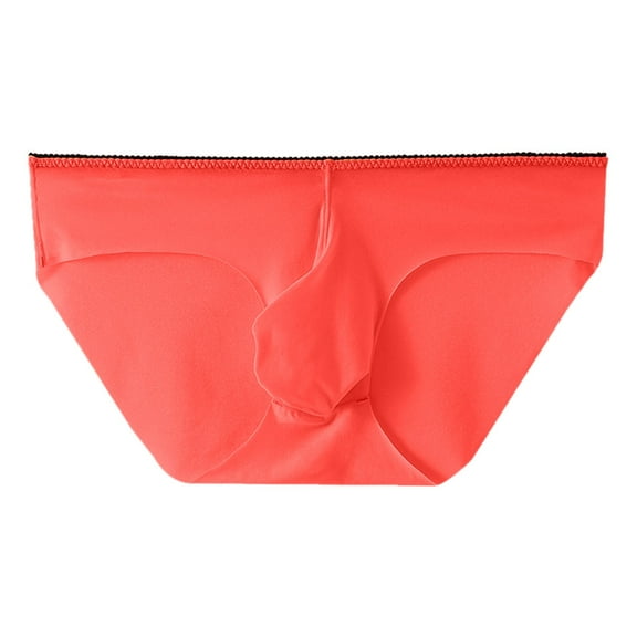 khonts,Men's Loose Fit Briefs Home Sleepwear Breathable Underwear Sports Soft Seamless Underpants Red L