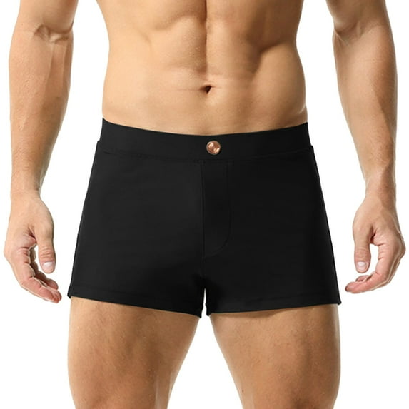 khonts,Men's Loose Fitting Boxer Briefs Solid Color Low Waist Underwear Comfortable Breathable Casual Underpants Black XXL