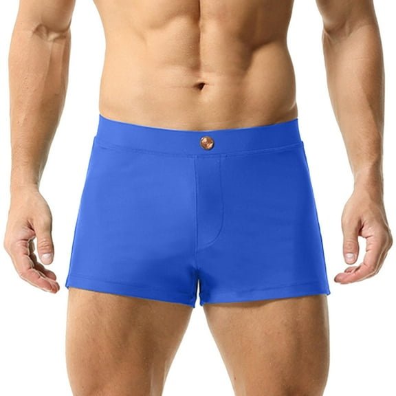 khonts,Men's Loose Fitting Boxer Briefs Solid Color Low Waist Underwear Comfortable Breathable Casual Underpants Blue XXL