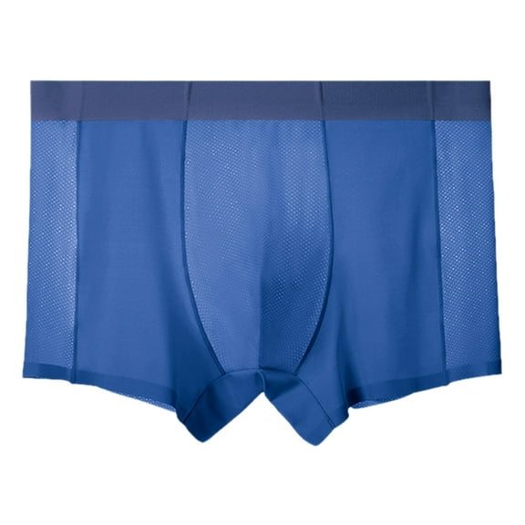khonts,Men's Mesh Boxer Briefs Pouch Moisture Wicking Ultra Thin Soft Underwear Breathable Solid Color Cool Underpants Blue XXXL