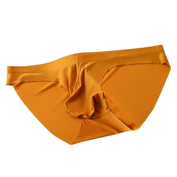 khonts,Men's Pouch Briefs Enhance Underwear Low-Rise Ultra-Thin Bulge Pouch Sport Underpants Gold XXXL