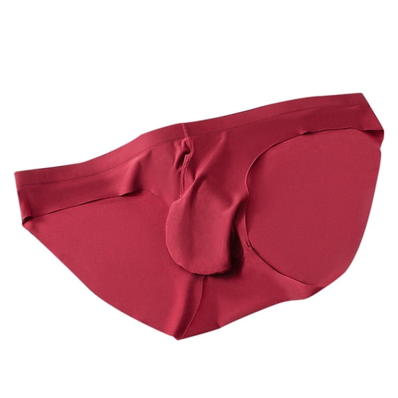 khonts,Men's Pouch Briefs Enhance Underwear Low-Rise Ultra-Thin Pouch Sport Underpants Red XL