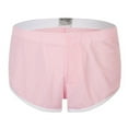 thumbnail image 1 of khonts,Men's See Boxer Briefs Sexy Mesh Underwear Split Side Loose Lounge Breathable Underpants Pink XXL, 1 of 3