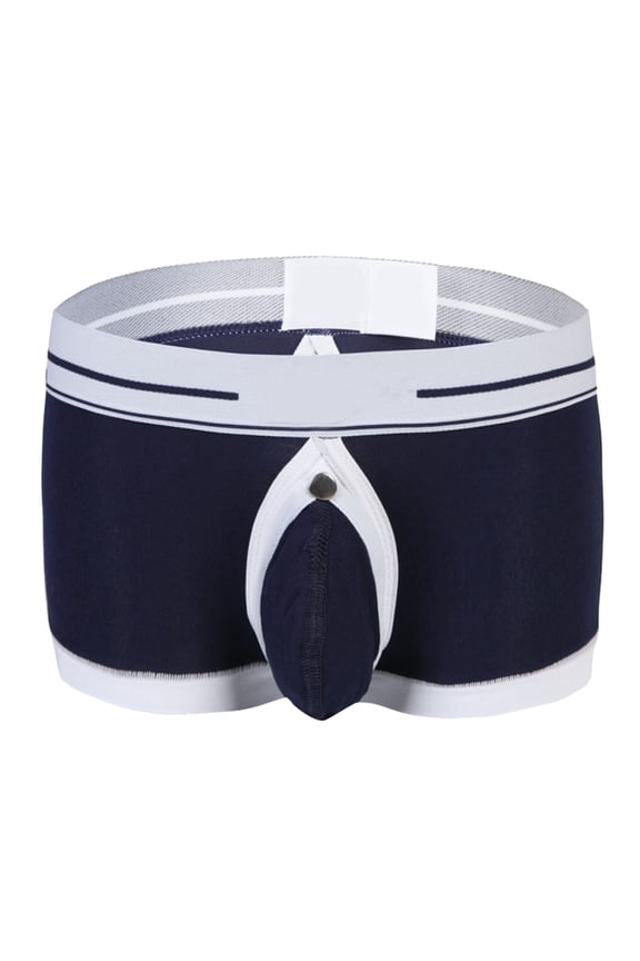 ,Men's Sexy Boxer Brief Low Rise Funny Underwear Back Underpants Blue XL