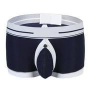 khonts,Mens Sexy Boxer Brief Low Rise Funny Underwear Back Underpants Blue XL