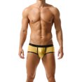 thumbnail image 1 of khonts,Men's Sexy Boxer Briefs Low Rise Metallic Underwear Pouch Trunks Breathable Mesh Underpants Gold XL, 1 of 4