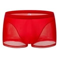 thumbnail image 1 of khonts,Men's Sexy Boxer Briefs See Through Underwear Sheer Mesh Low Rise Underpants Red XL, 1 of 7
