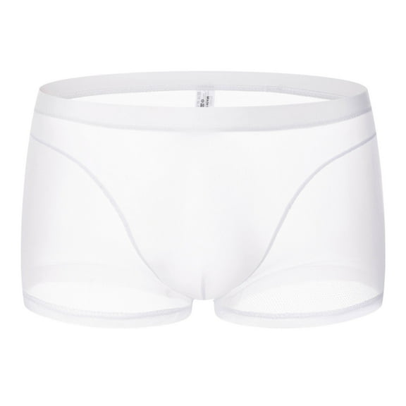 khonts,Men's Sexy Boxer Briefs See Through Underwear Sheer Mesh Low Rise Underpants White M