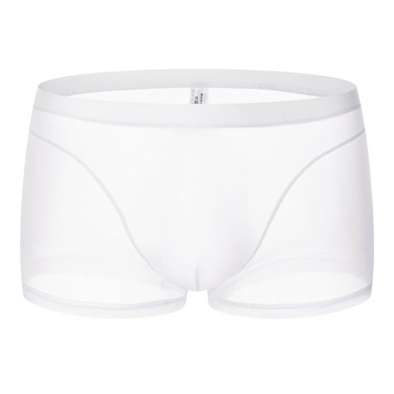 khonts,Men's Sexy Boxer Briefs See Through Underwear Sheer Mesh Low Rise Underpants White M