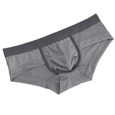 khonts,Men's Sexy Briefs Low Waist Lightweight Underwear Breathable See Through Boxer Casual Underpants Grey XXL