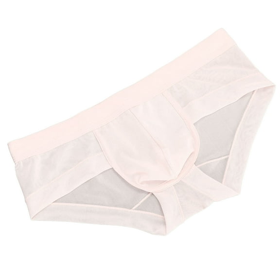 khonts,Men's Sexy Briefs Low Waist Lightweight Underwear Breathable See Through Boxer Casual Underpants Pink XXXXL