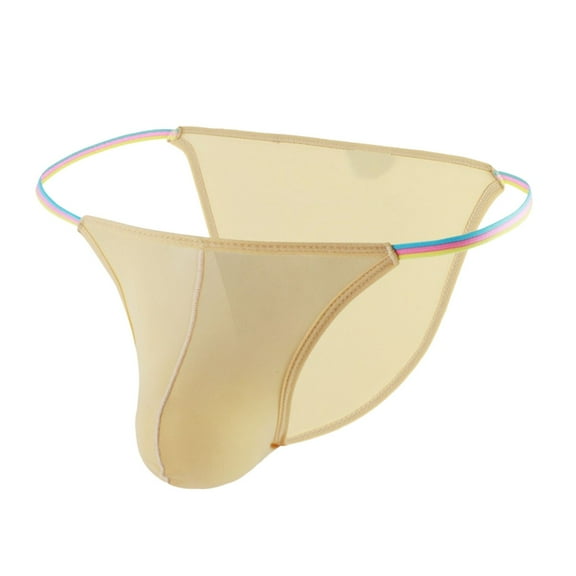 khonts,Men's Sexy Elastic Low Waist Underwear Classic Slim Fit Briefs Comfortable Everyday Breathable Beige S