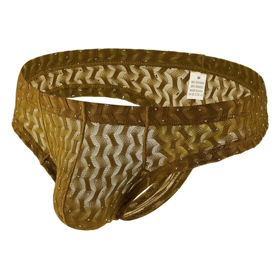 khonts,Men's Sexy Lace Bikini Breathable Erotic Underwear Stylish Bulge Pouch Underpants Green S