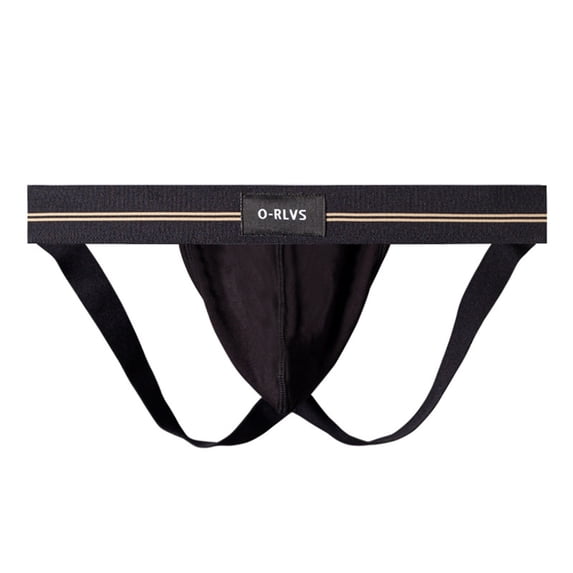 khonts,Men's Sexy Low Waist Thongs Color Blocking Briefs Elastic Underpants Black XXL