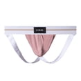 thumbnail image 1 of khonts,Men's Sexy Low Waist Thongs Color Blocking Briefs Elastic Underpants Pink XL, 1 of 5