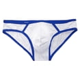 thumbnail image 1 of khonts,Men's Sexy Mesh Briefs Breathable Pouch Underwear Striped Elastic Waistband Classic Underpants Blue L, 1 of 4