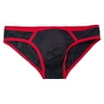 thumbnail image 1 of khonts,Men's Sexy Mesh Briefs Breathable Pouch Underwear Striped Elastic Waistband Classic Underpants Red XL, 1 of 4