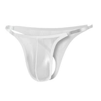khonts,Men's Sexy See Through Thongs Bulge Pouch Mesh Underwear Soft T-Back Underpants White XL