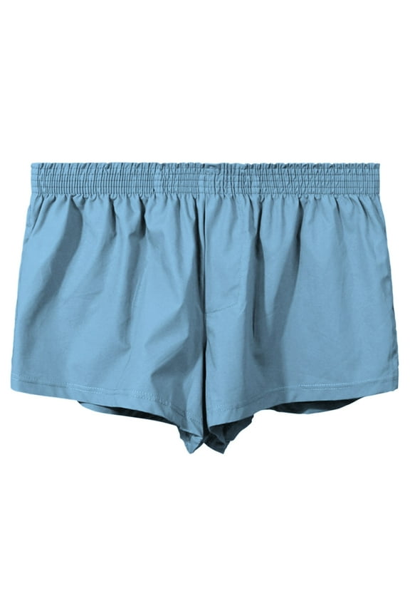 ,Men's Side Slit Sexy Boxer Briefs Loose Fit Soft Shorts Sport Running Underwear Light Blue L