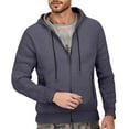 thumbnail image 1 of khonts,Men's Solid Color Knit Hoodies Thickened Warm Hooded Sweater Solid Color Zipper Cardigan Jacket Grey M, 1 of 7