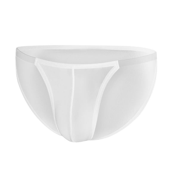 khonts,Men's Thin Mesh Briefs Low Rise Bulge Pouch Stretch Underwear Contour Pouch Underpants White XL