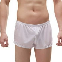 khonts,Men's Thin Soft Boxer Briefs Ball Pouch Underwear Trunks Jockstrap Sports Supporters Underpants White XL